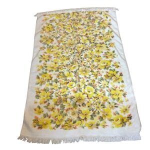 Vintage‎ 1960s Springmaid Floral Towel Yellow Roses 100% Cotton Made in USA